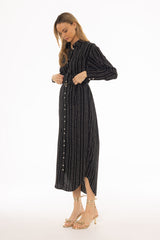 Black Printed Shirt Maxi Dress