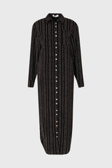Black Printed Shirt Maxi Dress