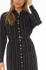 Black Printed Shirt Maxi Dress