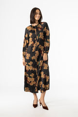 Black Multi Floral Printed Maxi Dress