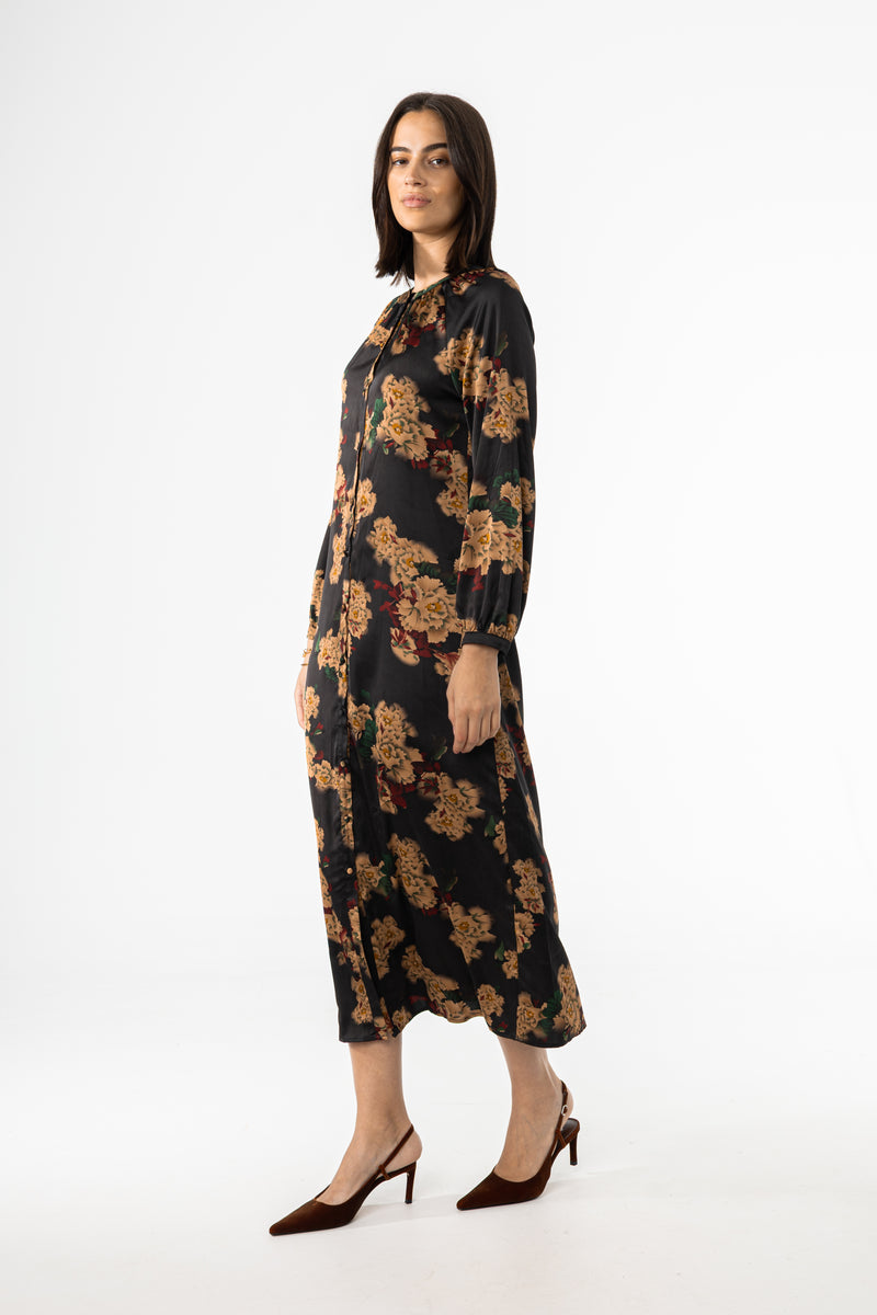 Black Multi Floral Printed Maxi Dress