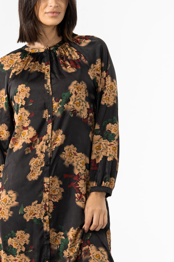 Black Multi Floral Printed Maxi Dress