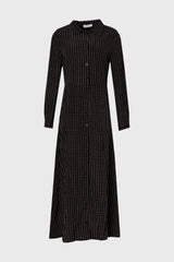 Black Printed Waisted Maxi Dress
