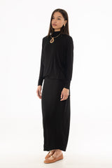 Black Raglan Sleeve Maxi Dress