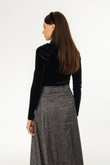 Black Raglan Sleeve Velvet Top