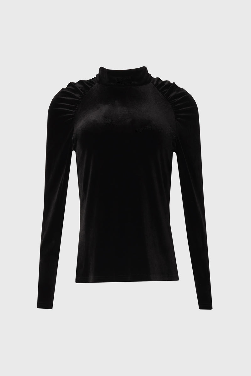 Black Raglan Sleeve Velvet Top
