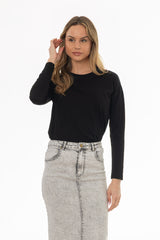 Black Relaxed Fit long Sleeve T-Shirt