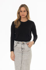Black Relaxed Fit long Sleeve T-Shirt