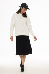 Black Ribbed Basic Flare Skirt