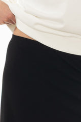Black Ribbed Basic Flare Skirt