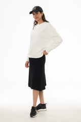 Black Ribbed Basic Flare Skirt