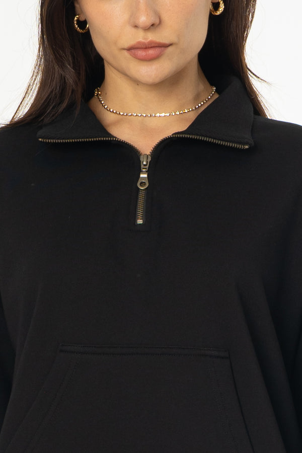 Black Quarter Zip Sweater