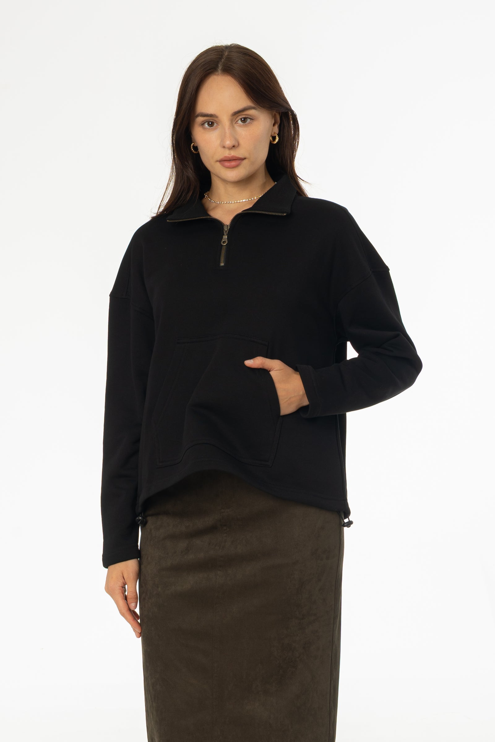 Black Quarter Zip Sweater – BLANK