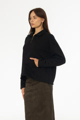 Black Quarter Zip Sweater