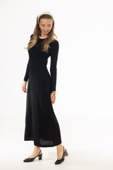 Black Ribbed Knit Maxi Dress