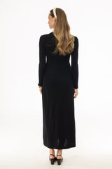 Black Ribbed Knit Maxi Dress