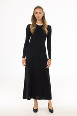 Black Ribbed Knit Maxi Dress