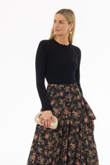 Black Ribbed Knit Top