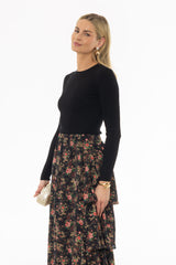 Black Ribbed Knit Top