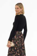 Black Ribbed Knit Top