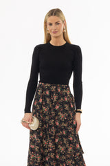 Black Ribbed Knit Top