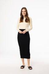 Black Ribbed Skirt Legging