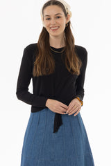 Black Ribbed Tie T-Shirt