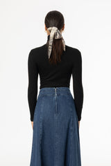 Black Ribbed Turtleneck Top