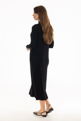 Black Ribbed Turtleneck Basic Maxi