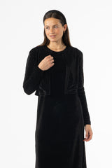 Black Ribbed Velour Cardigan