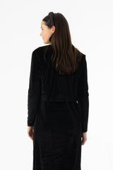 Black Ribbed Velour Cardigan