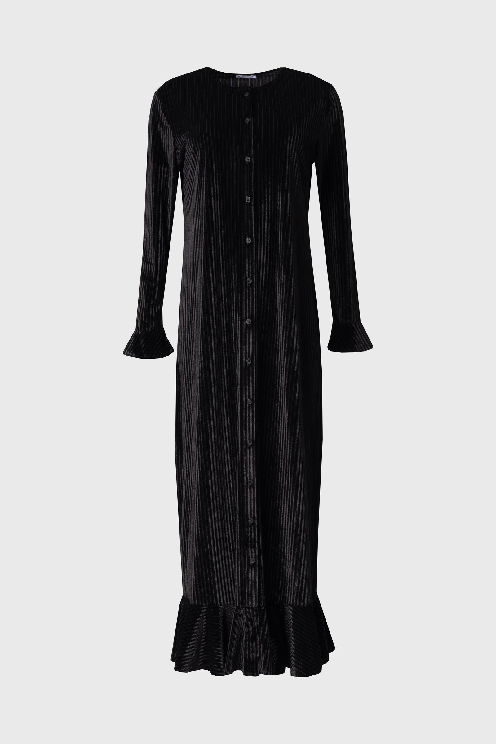 Black Ribbed Velour Dress – BLANK