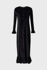 Black Ribbed Velour Dress