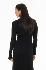 Black Ribbon Trim Knit Cardigan