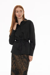 Black Silk Feel Tie Top