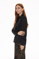 Black Silk Feel Tie Top