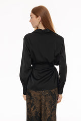 Black Silk Feel Tie Top