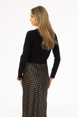 Black Round Neck Knit Cardigan