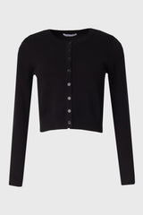 Black Round Neck Knit Cardigan