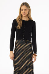 Black Round Neck Knit Cardigan