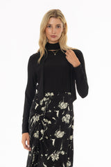 Black Round Neck Tie Top