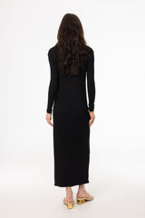 Black Ruched Cardi Maxi Dress