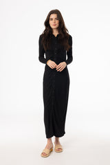 Black Ruched Cardi Maxi Dress