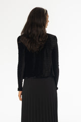 Black Ruched Velvet Cardigan