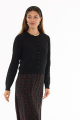 Black Ruffled Edge Knit Cardigan