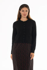 Black Ruffled Edge Knit Cardigan
