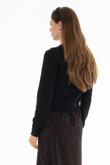 Black Ruffled Edge Knit Cardigan