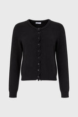 Black Ruffled Edge Knit Cardigan