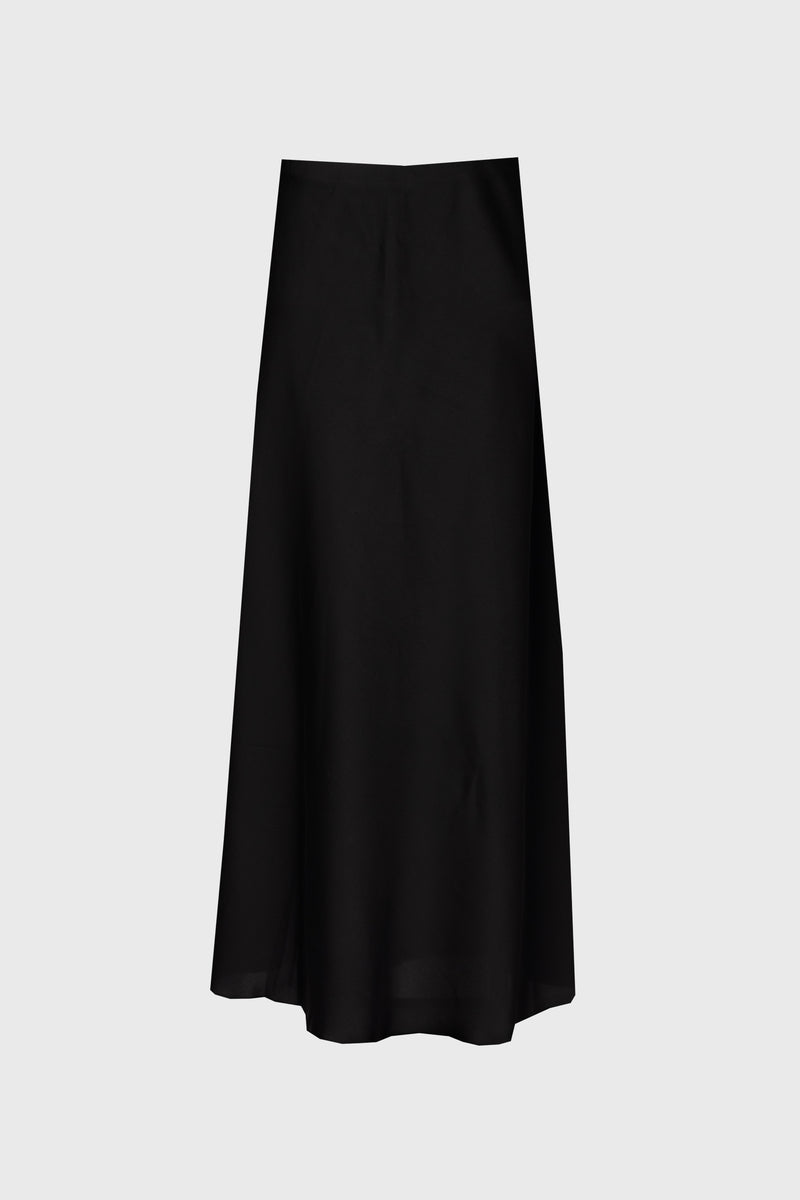 Black A-Line Satin Effect Maxi Skirt