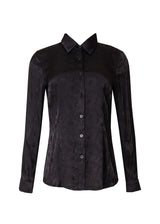 Black Satin Floral Blouse